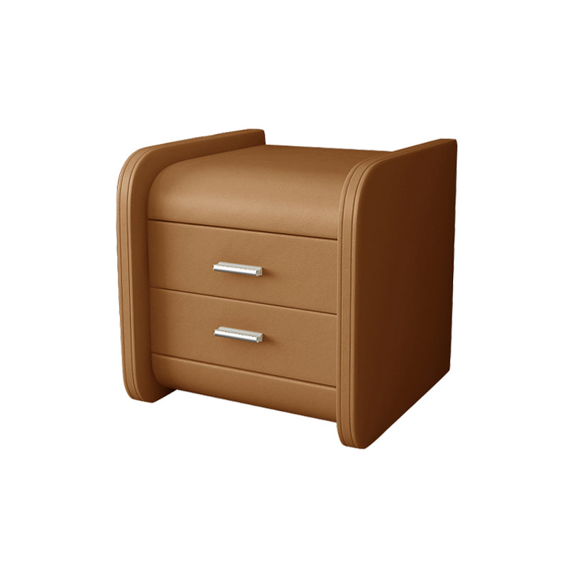 Leather 19.29 H Nightstand Contemporary Night Table with Drawers