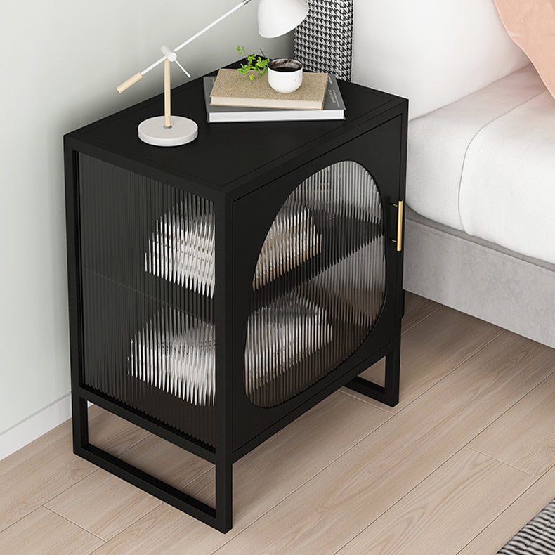 1-shelf Accent Table Nightstand Modern Metal Nightstand in White/Black