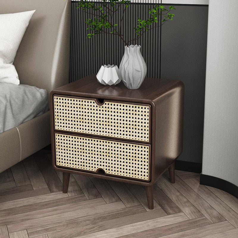 Wicker & Rattan Bed Nightstand Contemporary Night Table for Bedroom