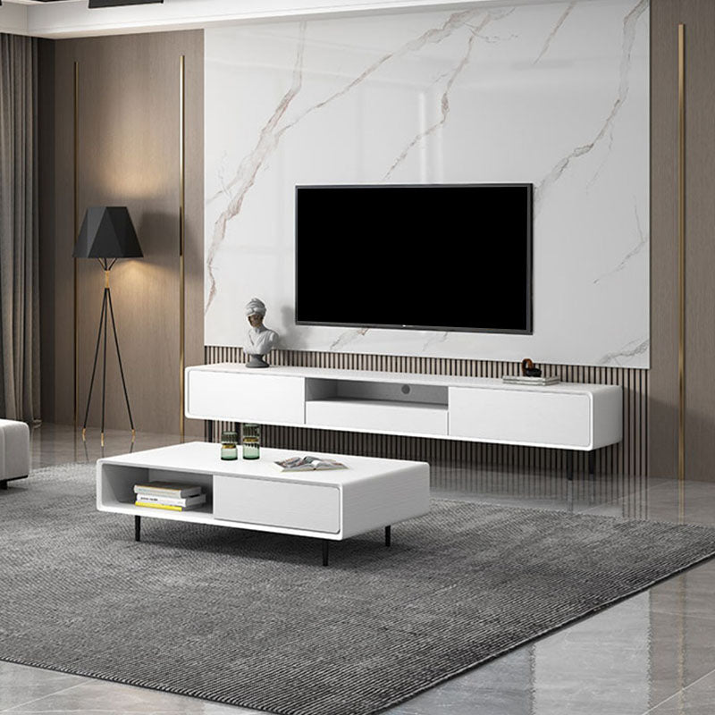 Nordic Light Luxury White TV Cabinet Modern Living Room Wooden TV Cabinet