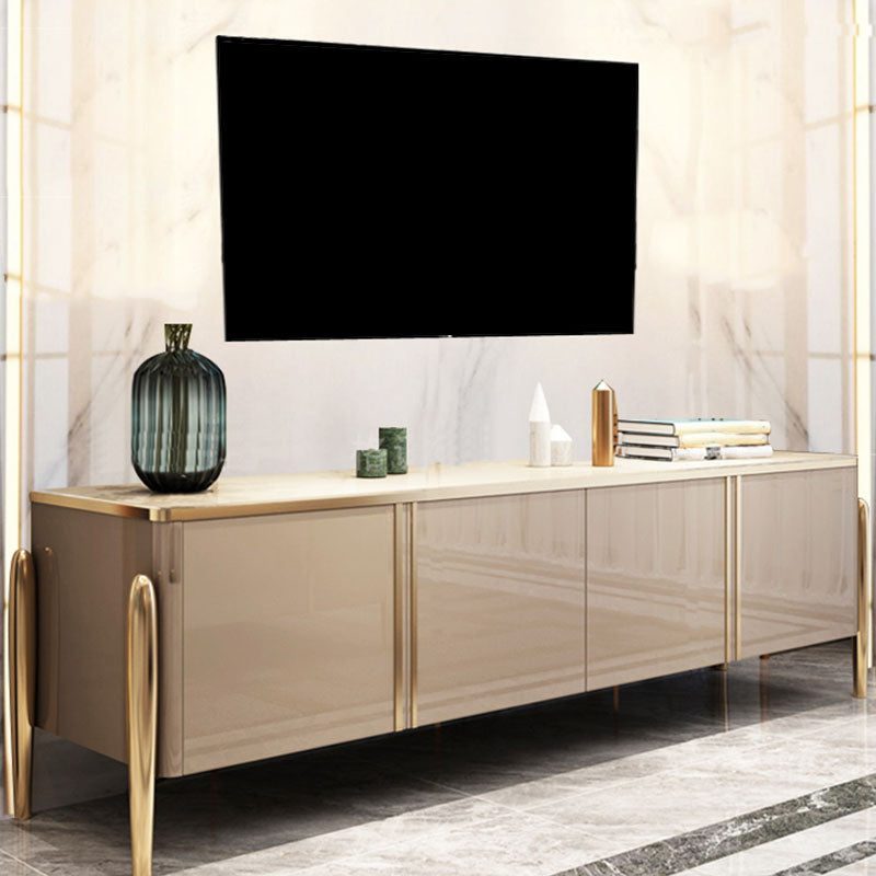 Modern Glam TV Stand, Enclosed Storage TV Console in Black/ Gold