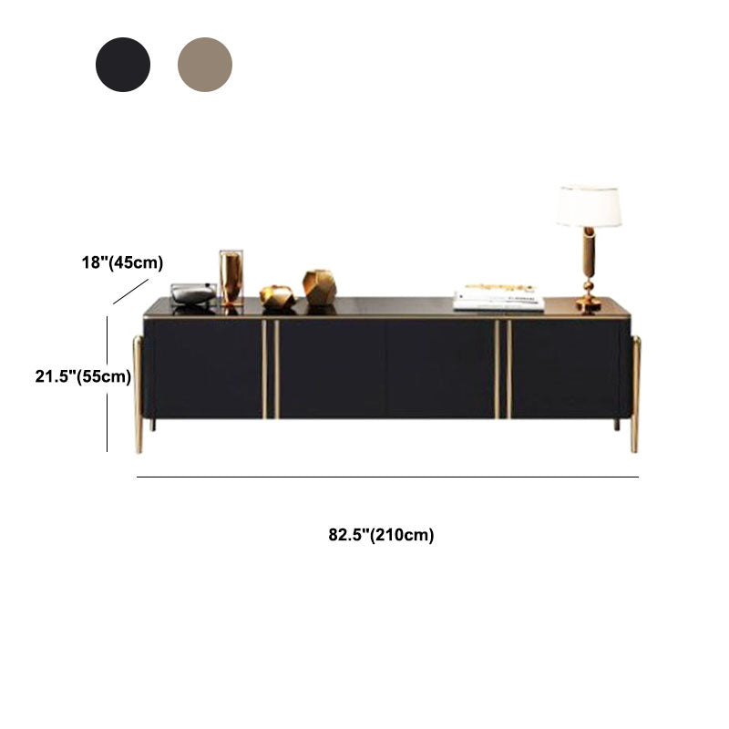 Modern Glam TV Stand, Enclosed Storage TV Console in Black/ Gold