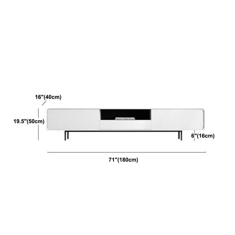 Wood TV Stand Console with Drawers, Modern TV Stand in White