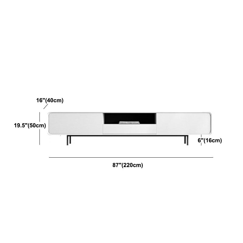 Wood TV Stand Console with Drawers, Modern TV Stand in White