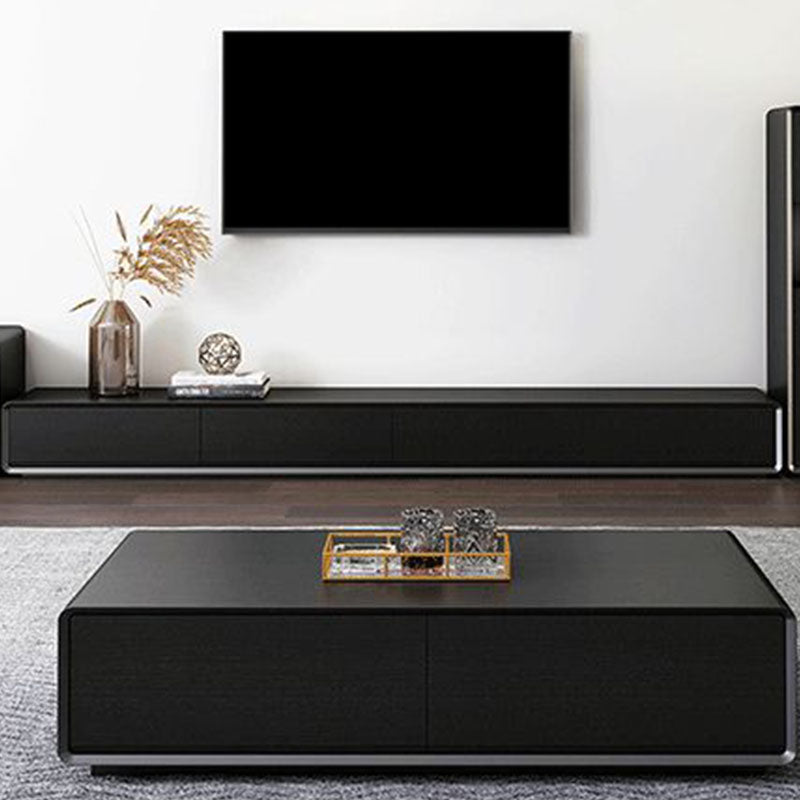 Black Wooden TV Console , Scandinavian TV Stand with Drawers