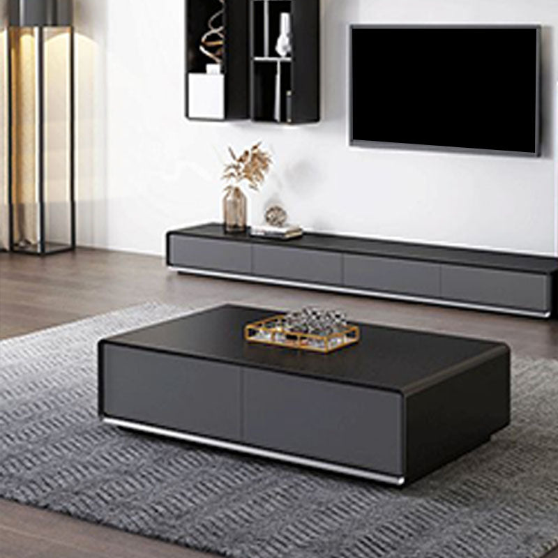 Black Wooden TV Console , Scandinavian TV Stand with Drawers