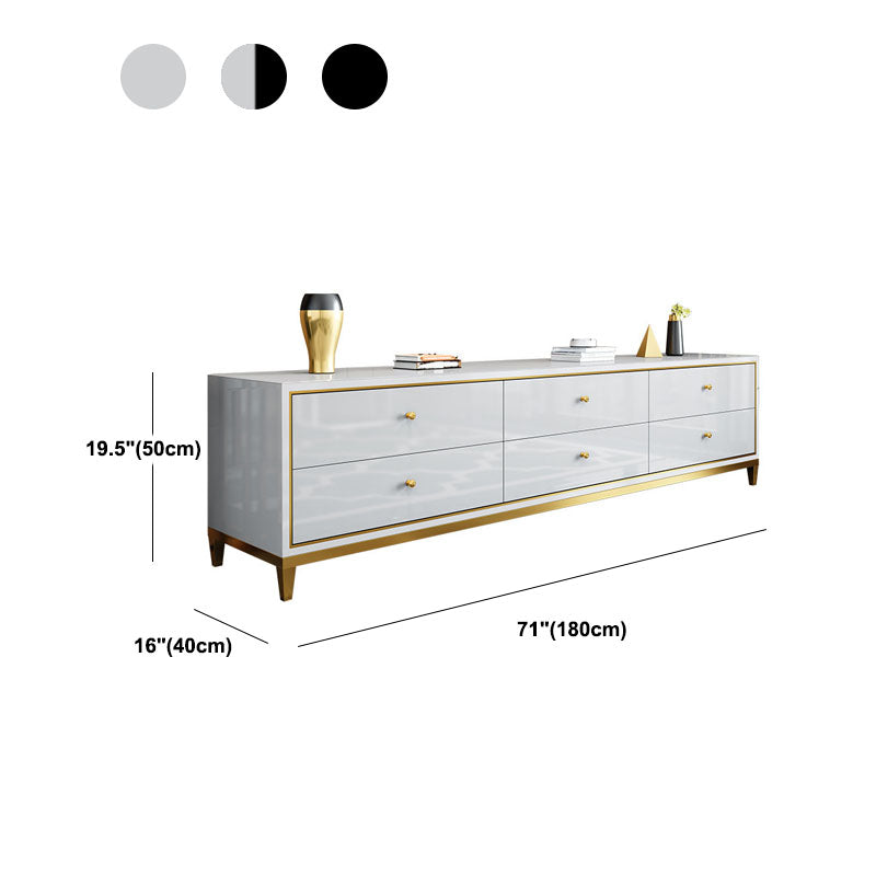 Luxurious Glass Top TV Stand Console 19.69" H TV Stand with Drawers