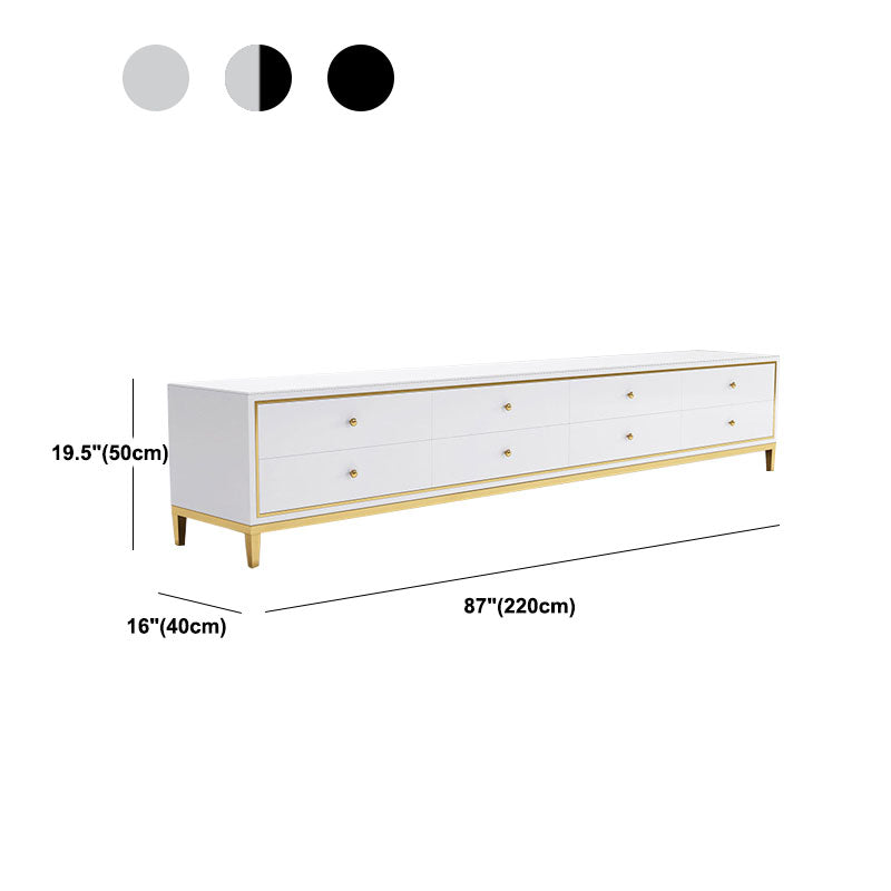 Luxurious Glass Top TV Stand Console 19.69" H TV Stand with Drawers