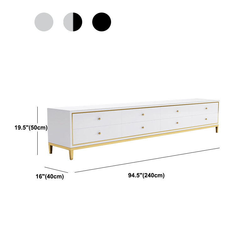 Luxurious Glass Top TV Stand Console 19.69" H TV Stand with Drawers