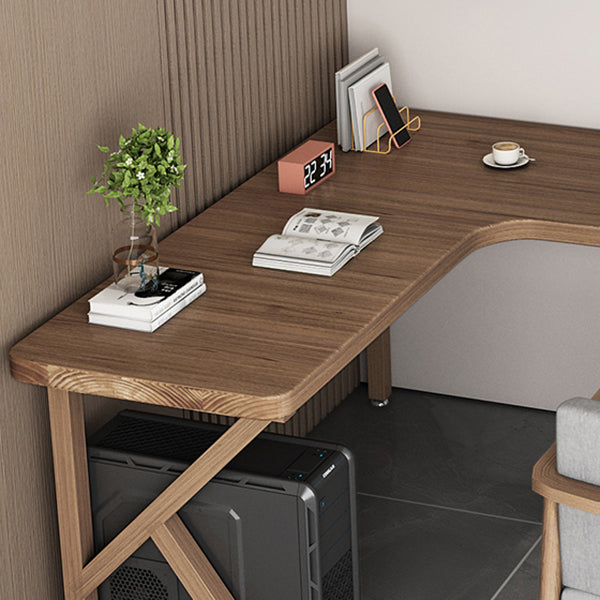 L-Shaped 29.6" H Modern Minimalist Office Desk Brown Writing Desk for Home and Office