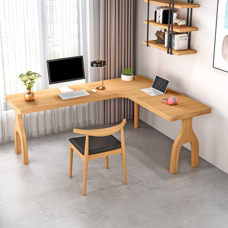 Contemporary Style L-Shape Home Wrting Desk Simple Solid Wood Working Writing Desk