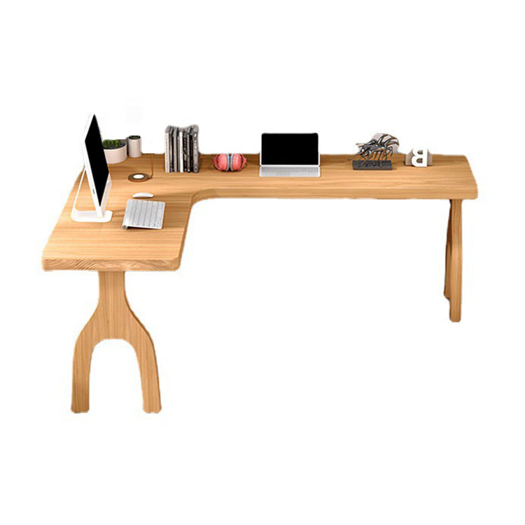 Contemporary Style L-Shape Home Wrting Desk Simple Solid Wood Working Writing Desk