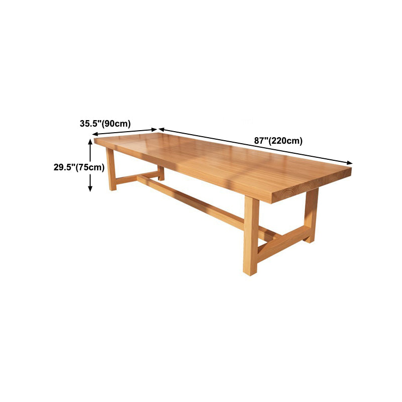 30"H Modern Office Desk Rectangular Natural Solid Wood Writing Desk