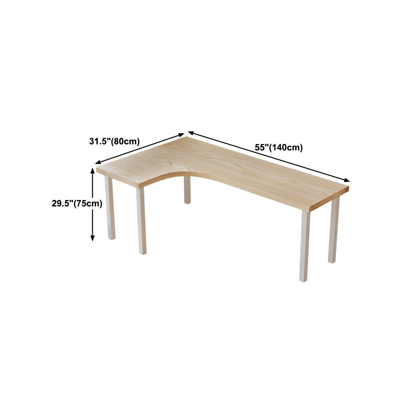 Modern Minimalist Iron Writing Desk L-Shape Wood Office Desk for Bedroom and Book Room