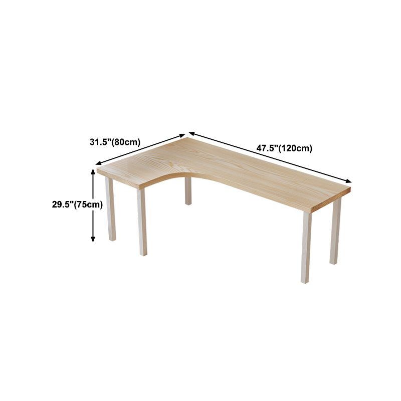 Modern Minimalist Iron Writing Desk L-Shape Wood Office Desk for Bedroom and Book Room