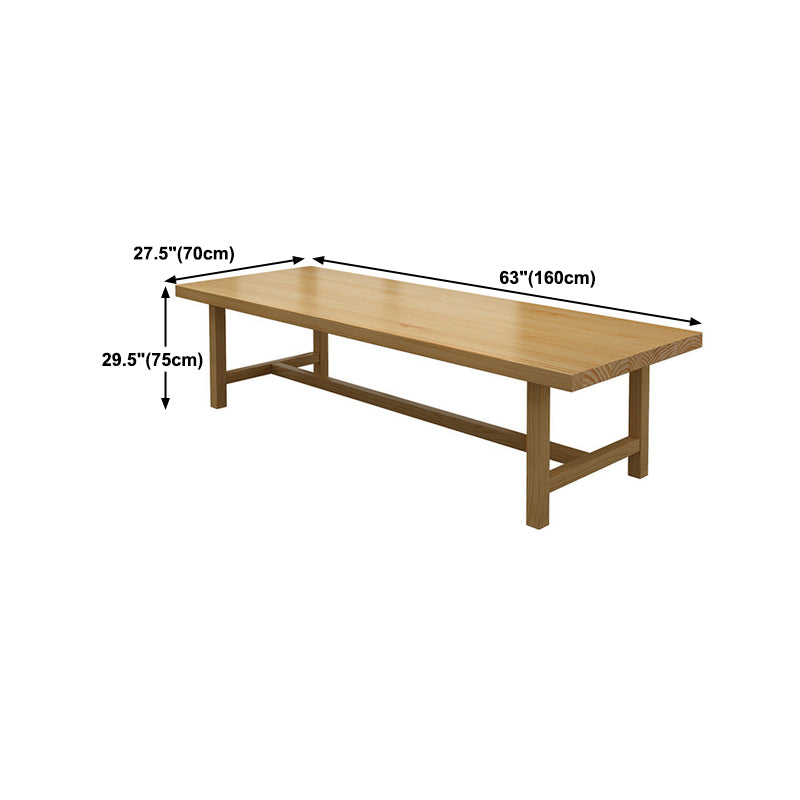 30"H Modern Office Desk Rectangular Pine Solid Wood Writing Desk