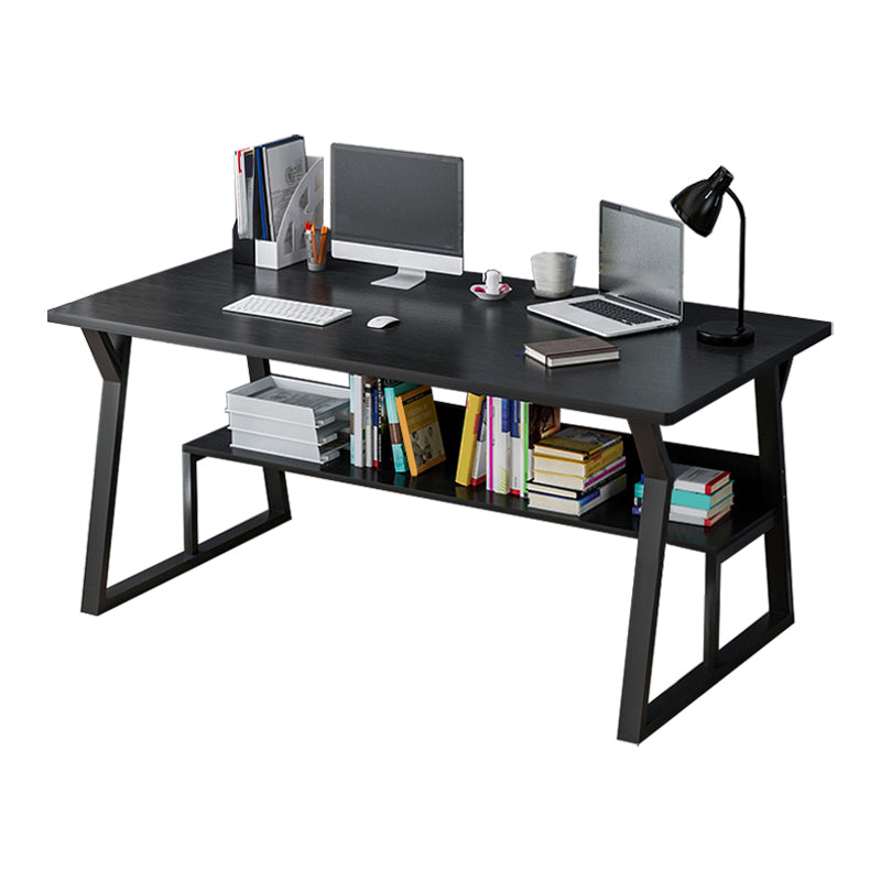 Wood Writing Desk Contemporary Rectangular Office Desk with Shelf