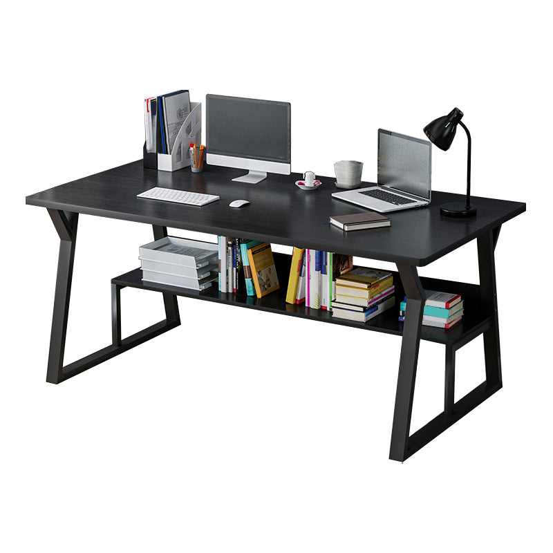 Wood Writing Desk Contemporary Rectangular Office Desk with Shelf