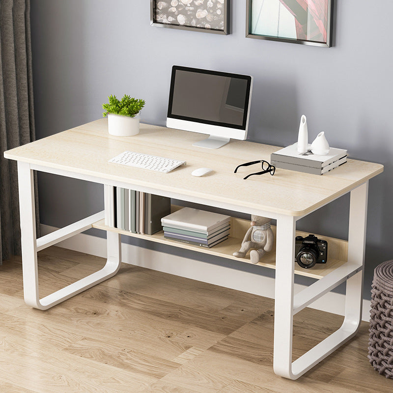 Wood Writing Desk Contemporary Rectangular Office Desk with Shelf