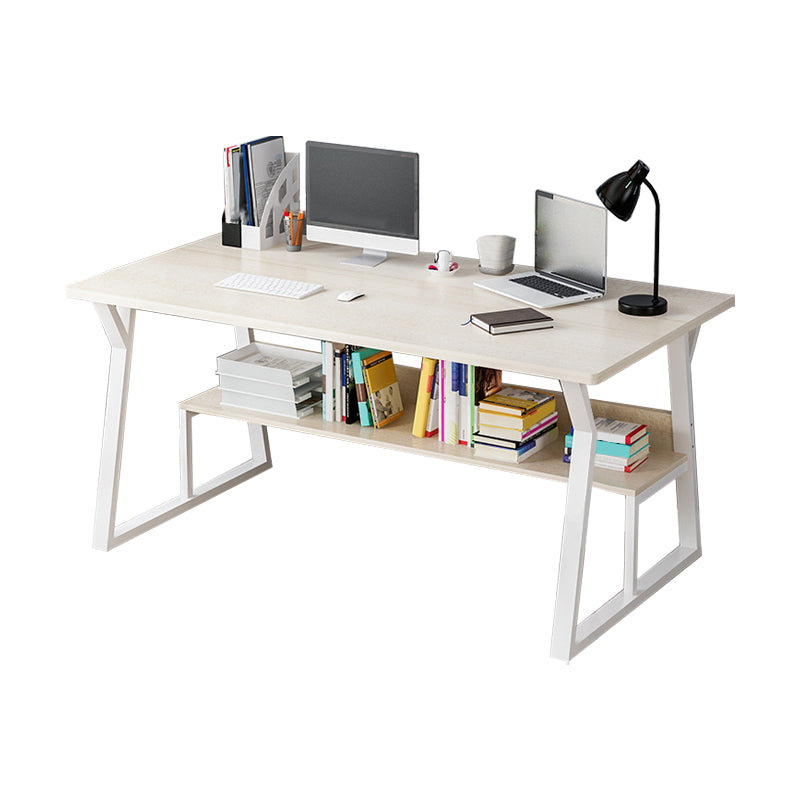 Wood Writing Desk Contemporary Rectangular Office Desk with Shelf