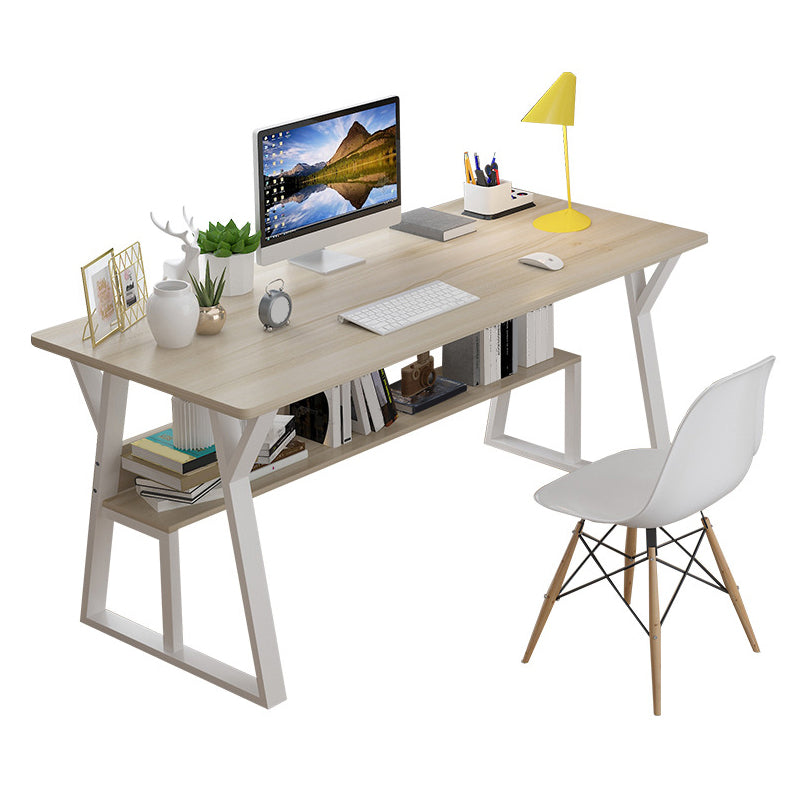 Wood Writing Desk Contemporary Rectangular Office Desk with Shelf