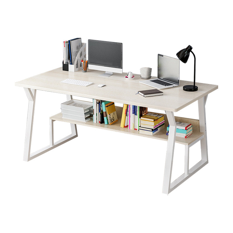 Wood Writing Desk Contemporary Rectangular Office Desk with Shelf