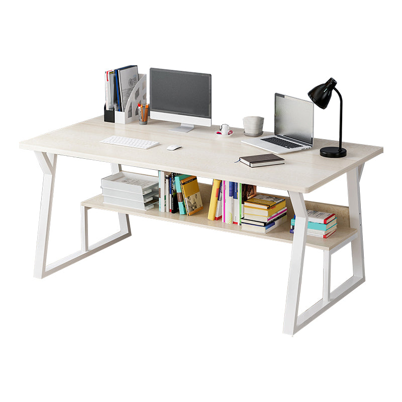 Wood Writing Desk Contemporary Rectangular Office Desk with Shelf