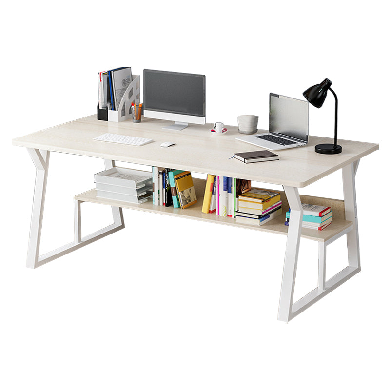 Wood Writing Desk Contemporary Rectangular Office Desk with Shelf