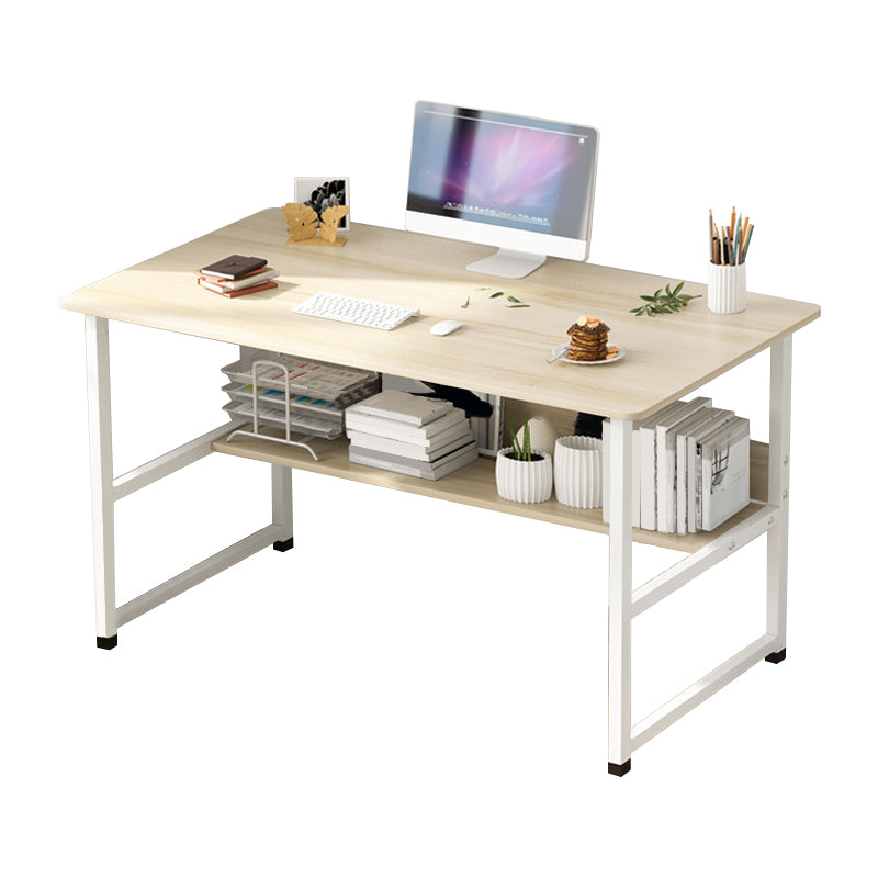 Wood Writing Desk Contemporary Rectangular Office Desk with Shelf