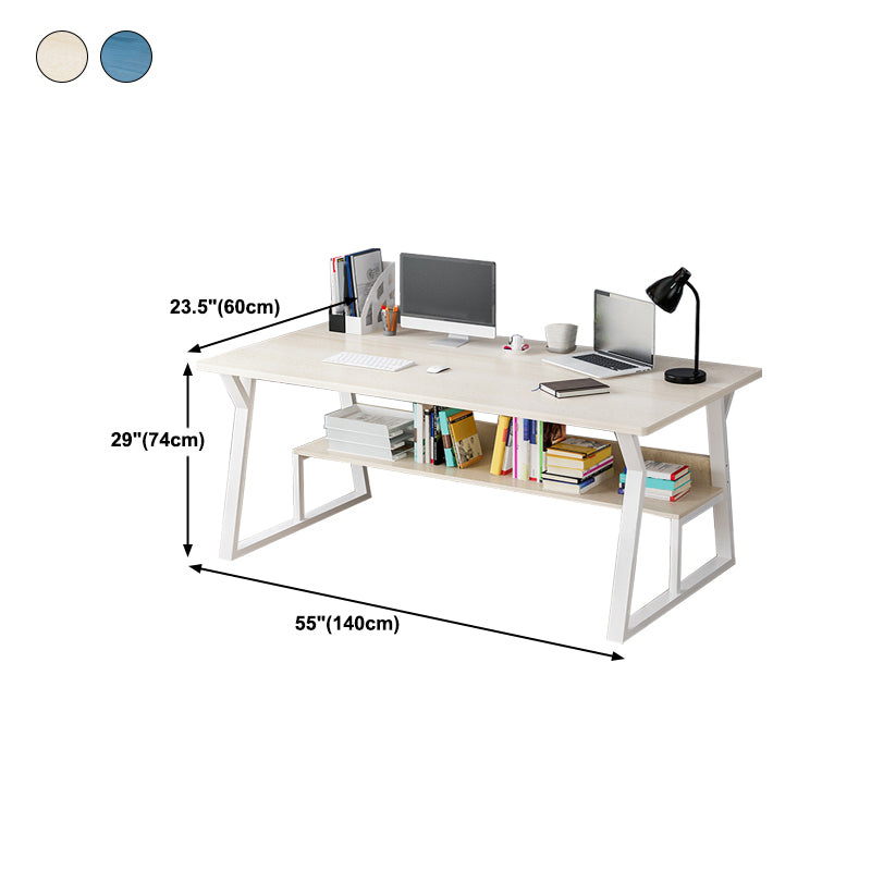 Wood Writing Desk Contemporary Rectangular Office Desk with Shelf