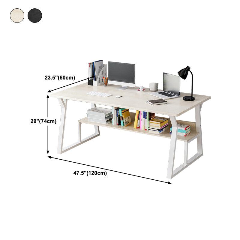 Wood Writing Desk Contemporary Rectangular Office Desk with Shelf