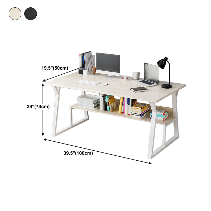 Wood Writing Desk Contemporary Rectangular Office Desk with Shelf