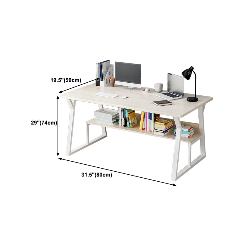 Wood Writing Desk Contemporary Rectangular Office Desk with Shelf