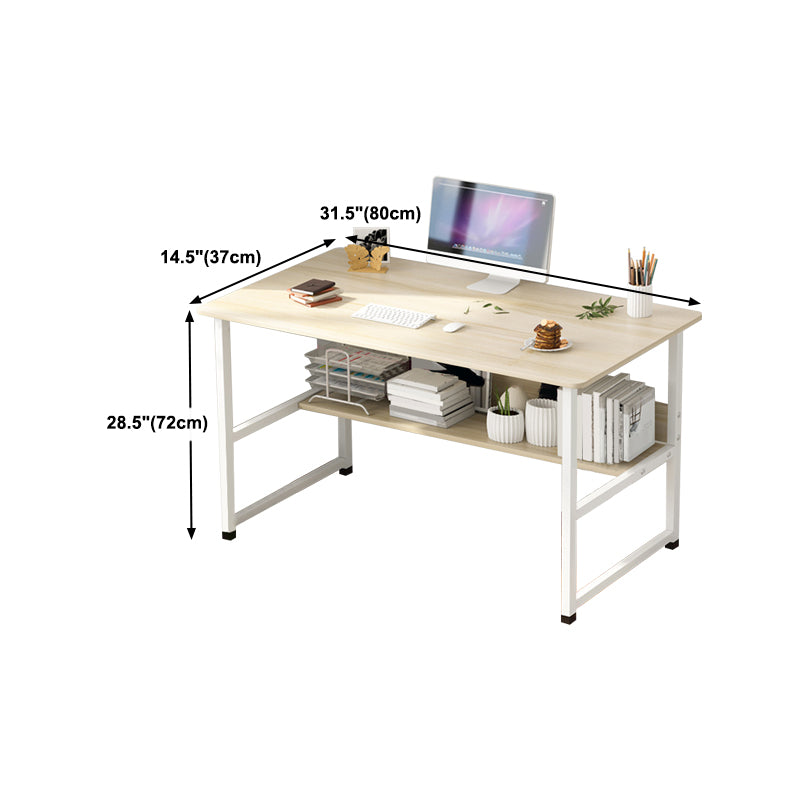 Wood Writing Desk Contemporary Rectangular Office Desk with Shelf