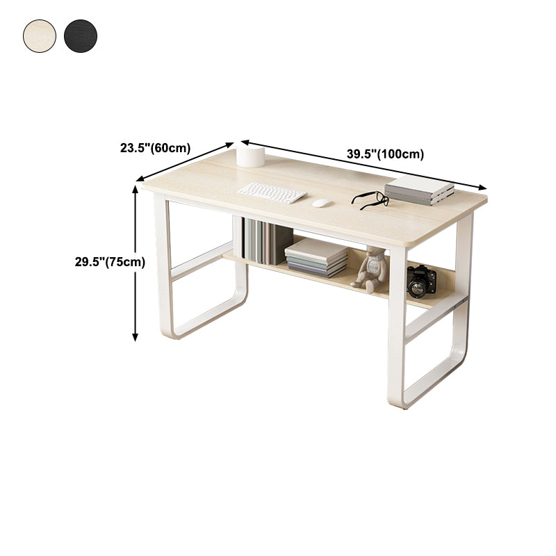 Wood Writing Desk Contemporary Rectangular Office Desk with Shelf