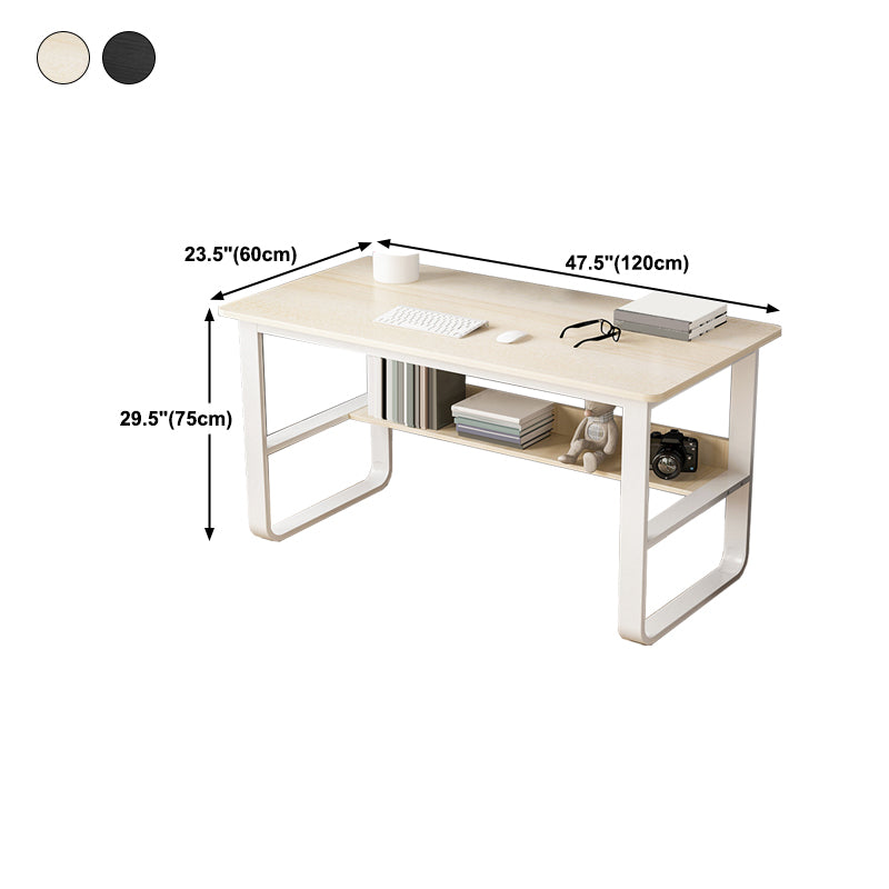 Wood Writing Desk Contemporary Rectangular Office Desk with Shelf