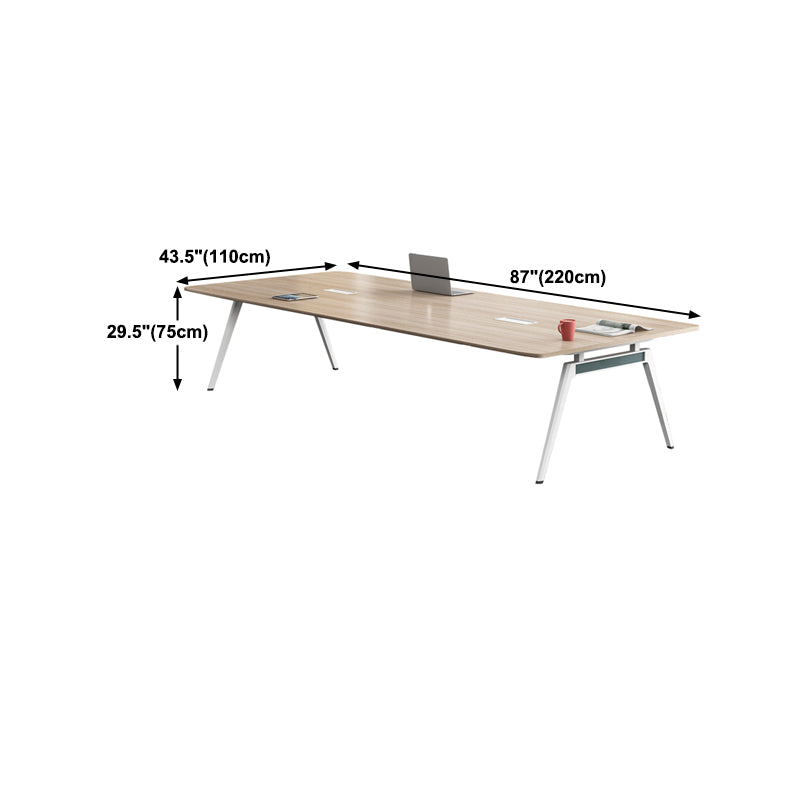 Natural Wood Rectangular Writing Desk Contemporary Office Desk