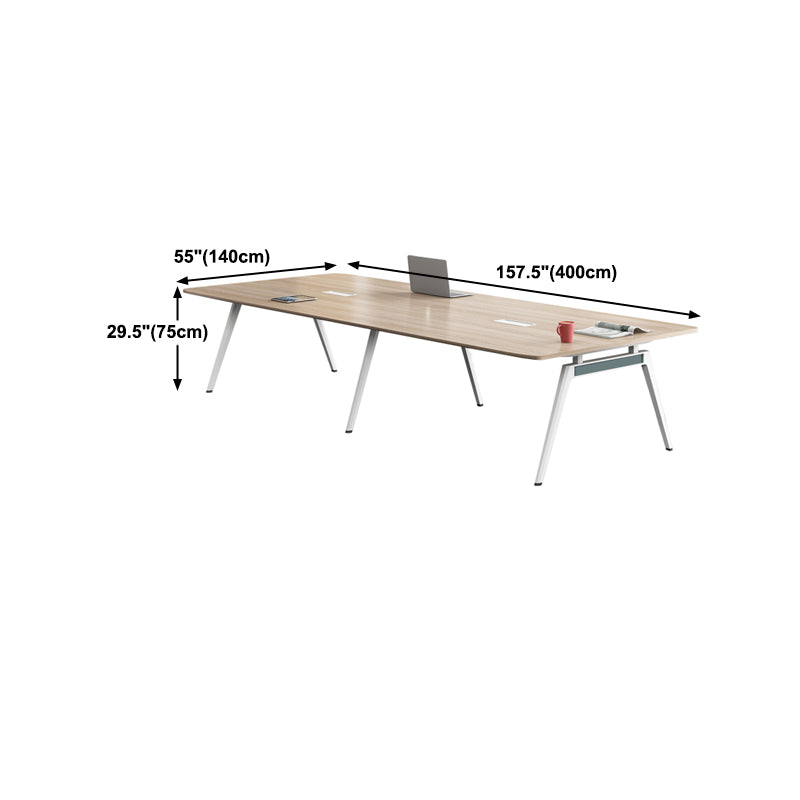 Natural Wood Rectangular Writing Desk Contemporary Office Desk