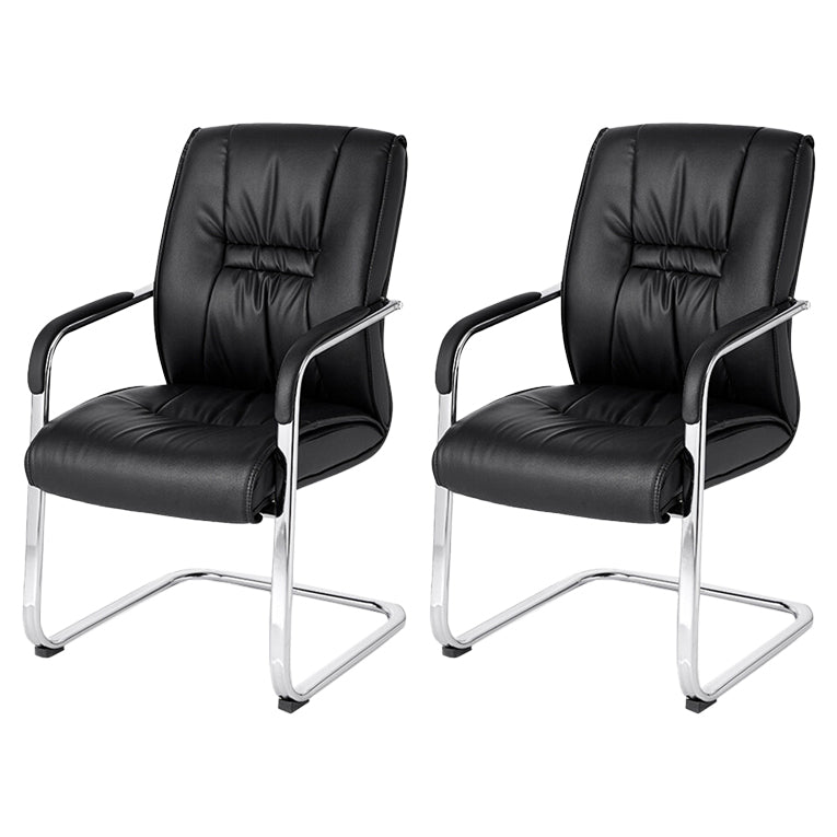 Modern Leather Management Office Chair Fixed Arms Office Chair