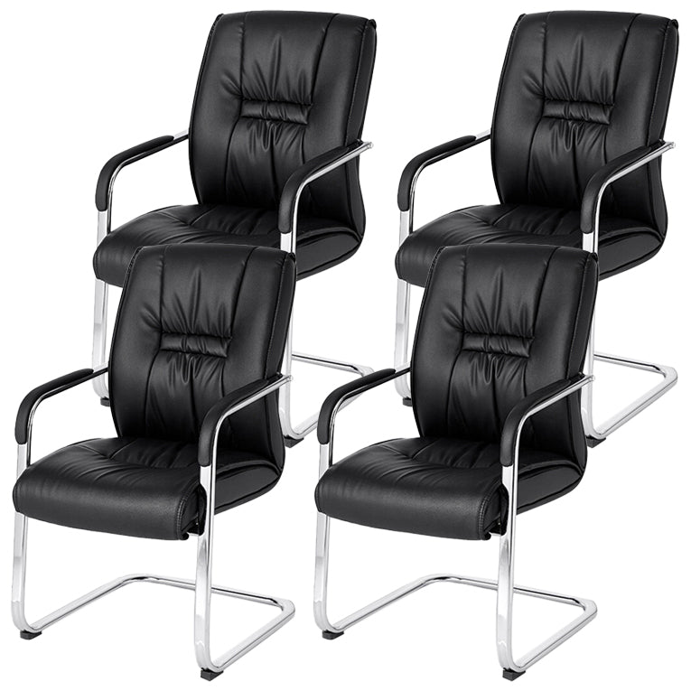 Modern Leather Management Office Chair Fixed Arms Office Chair