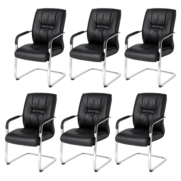 Modern Leather Management Office Chair Fixed Arms Office Chair