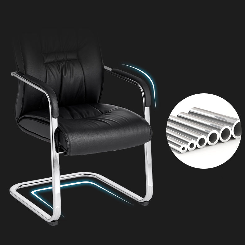 Modern Leather Management Office Chair Fixed Arms Office Chair