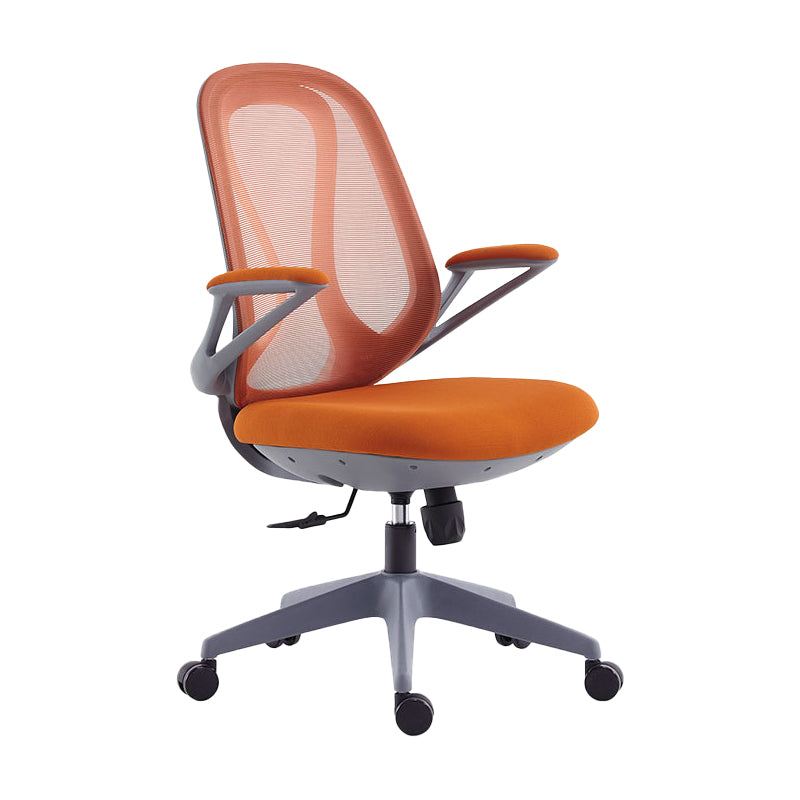 Contemporary Chair Mid-Back Chair with Wheels in Orange/black/green