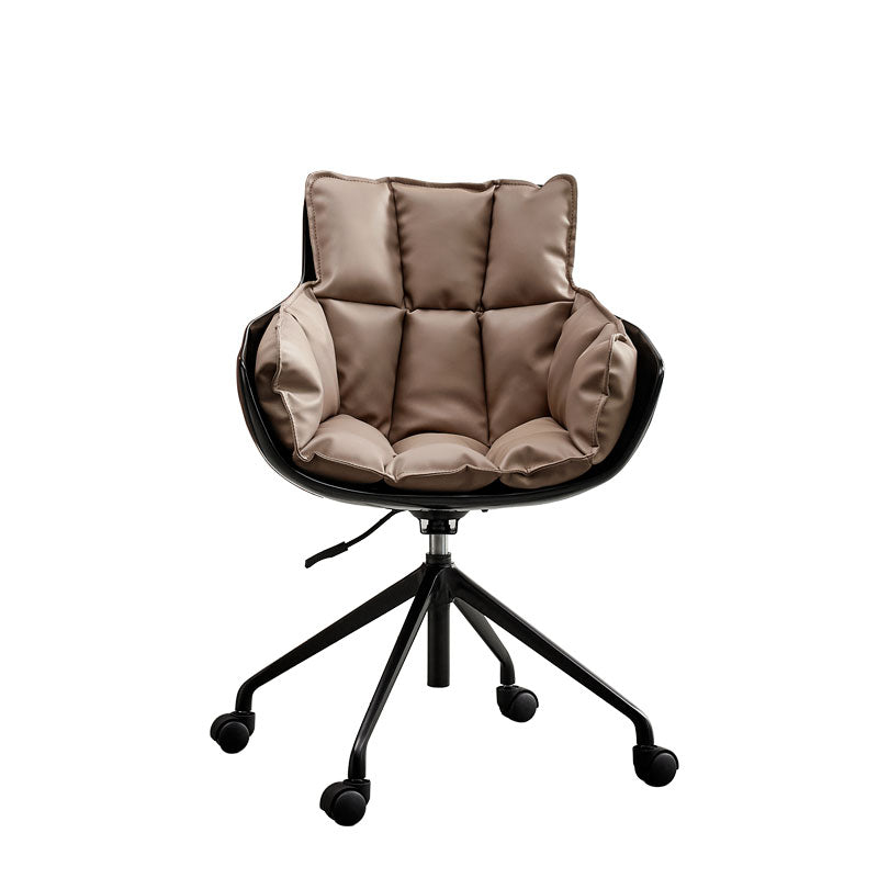 Mid-Back Cotton Upholstered Office Chair Swivel Home Office Chair