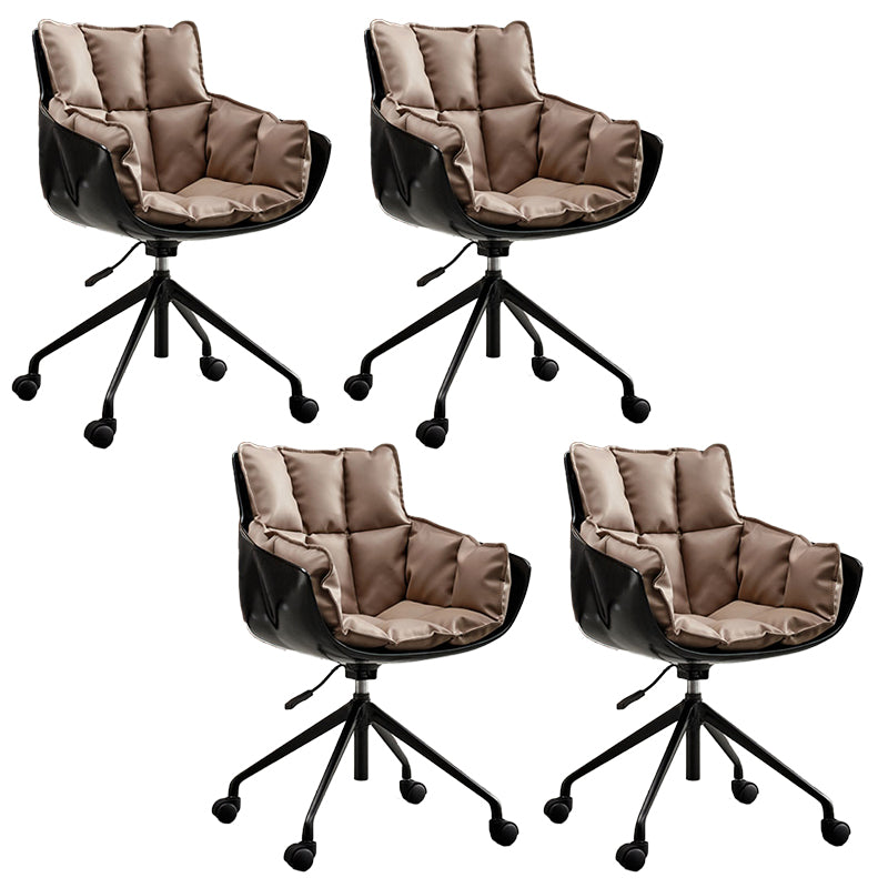 Mid-Back Cotton Upholstered Office Chair Swivel Home Office Chair