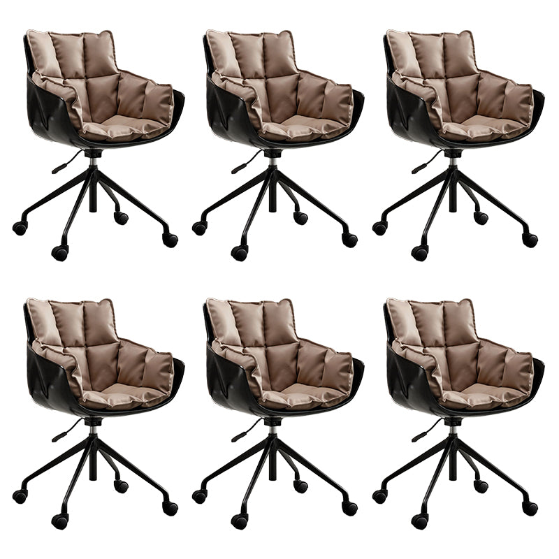 Mid-Back Cotton Upholstered Office Chair Swivel Home Office Chair