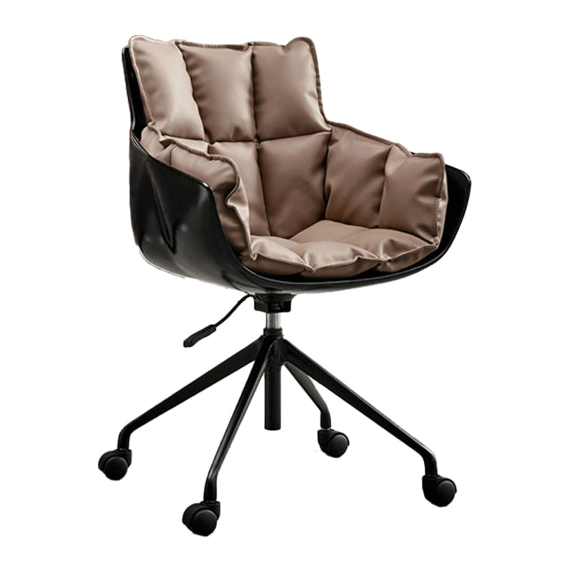 Mid-Back Cotton Upholstered Office Chair Swivel Home Office Chair