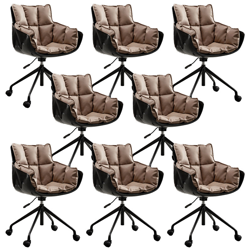 Mid-Back Cotton Upholstered Office Chair Swivel Home Office Chair