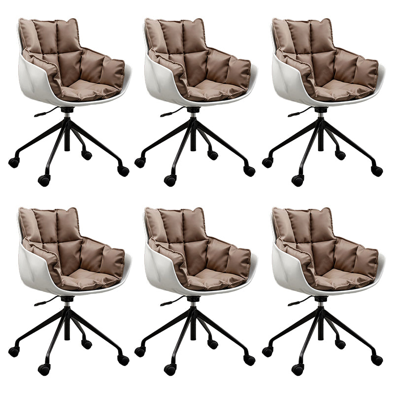 Mid-Back Cotton Upholstered Office Chair Swivel Home Office Chair