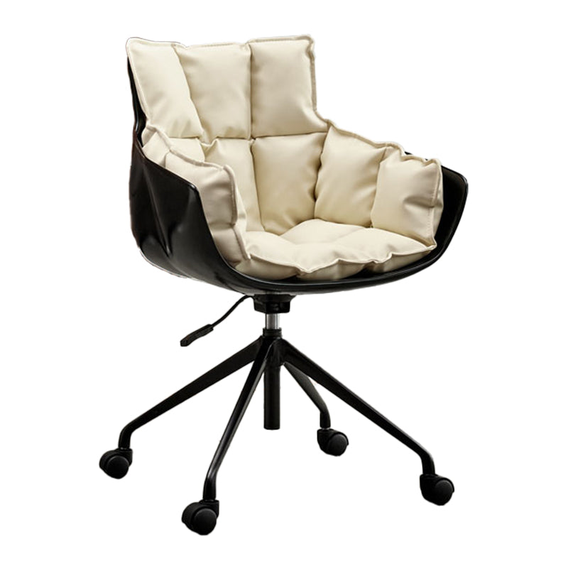 Mid-Back Cotton Upholstered Office Chair Swivel Home Office Chair